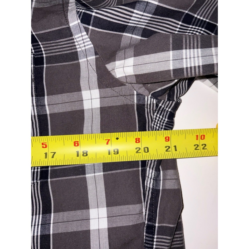J Crew mens M Shirt Long sleeve button plaid Gray Black White 100% Cotton - Picture 5 of 6
